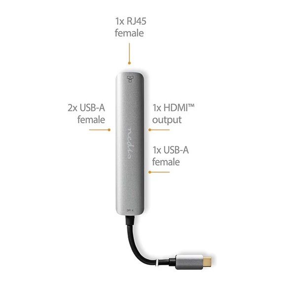 Nedis CCBW64210AT02 USB-C (USB C) dugó - 3x USB, HDMI, RJ45, 5 Gbps