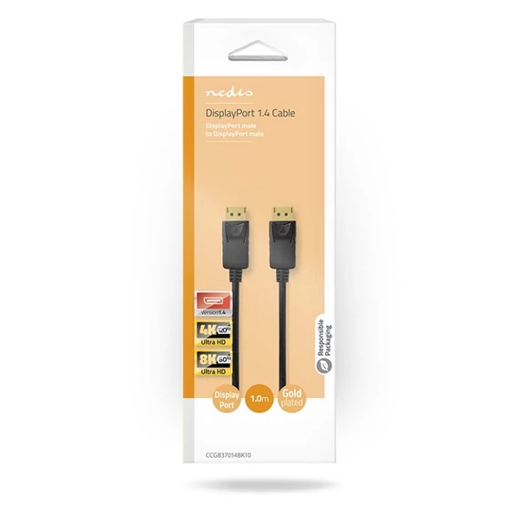 Nedis CCGB37014BK10 DisplayPort 1.4 kábel, displayport dugó - display port dugó, 8K@60Hz, 1m