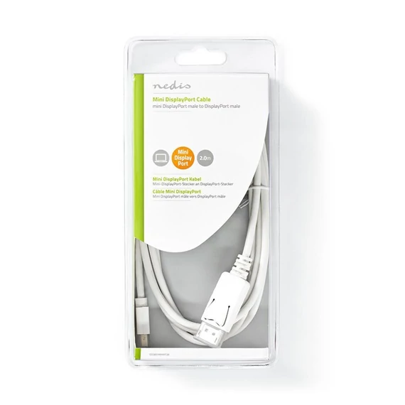 Nedis CCGB37404WT20 DisplayPort 1.4 kábel, displayport dugó - mini display port dugó, 8K@60Hz, 2m
