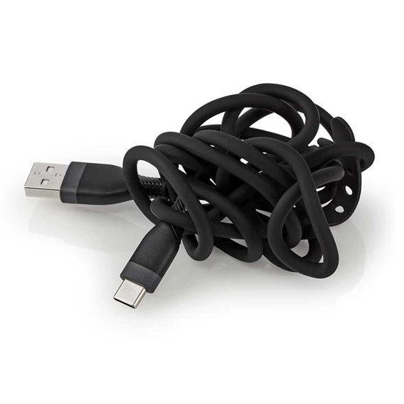 Nedis CCGB60800BK15 flexibilis USB A - USB C (USB-C) kábel, USB2.0, 15W, hossz 1,5m, fekete rugalmas szilikon