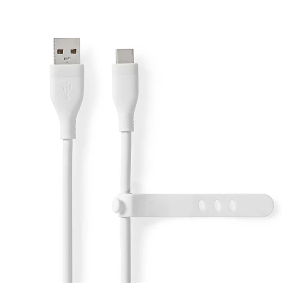 Nedis CCGB60800WT15 flexibilis USB A - USB C (USB-C) kábel, USB2.0, 15W, hossz 1,5m, fehér rugalmas szilikon