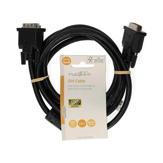 Nedis CCGL32001BK20 DVI-D 24+1p kábel, 2560x1600, hossz 2m