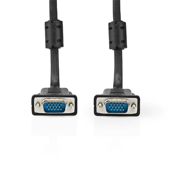 Nedis CCGL59000BK100, VGA kábel, VGA dugó Nikkelezett Maximális felbontás: 1280x768, hossz: 10m