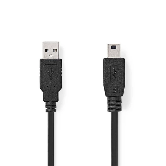 Nedis CCGL60300BK20 USB mini-B 5p (mini USB)kábel, USB 2.0  USB-A dugó  USB mini 5p dugó, 480 Mbps. 2m
