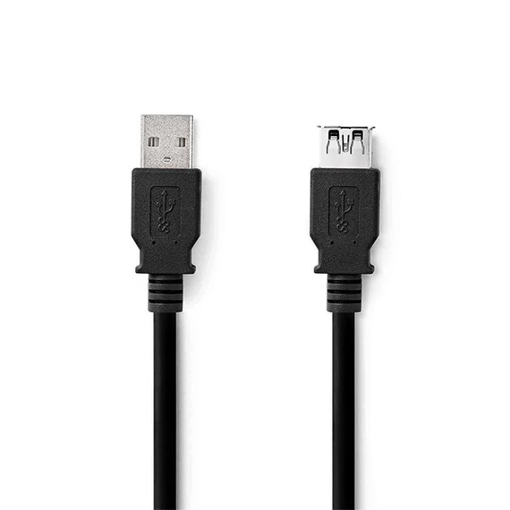 Nedis CCGL61010BK20 USB3.2 toldó / hosszabító kábel, USB A dugó - USB-A aljzat, 5 Gbps, 2m (USB3.1, USB3.0, USB2.0)
