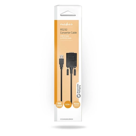 Nedis CCGW60852BK09, USB - RS232 (adapter) kábel, 0,9m