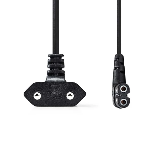 Nedis CEGL11055BK20 tápkábel, Euro dugó,  IEC-320-C7,  pipa, szögben balra, 2m, fekete