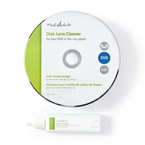 Nedis CLDK110TP cd/dvd/blu-ray tisztító készlet tisztító folyadékkal