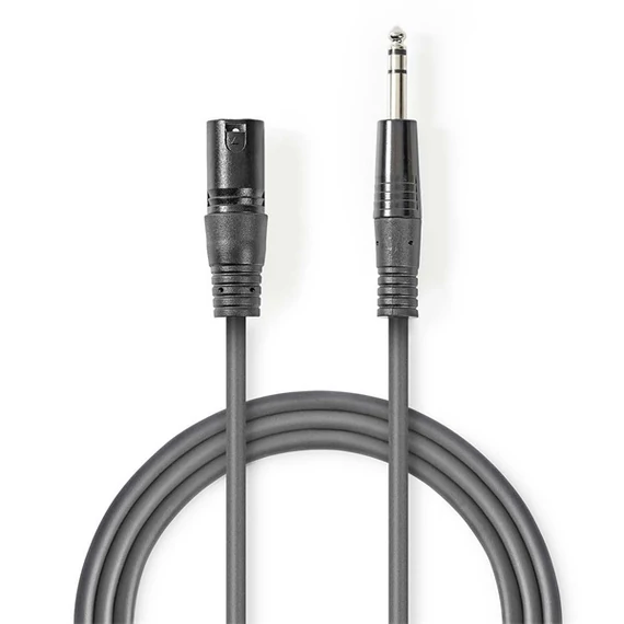Nedis COTH15100GY15 balanced/szimmetrikus félprofi audio kábel, 6,35mm sztereo jack dugó - 3p XLR dugó, hossz 1,5m
