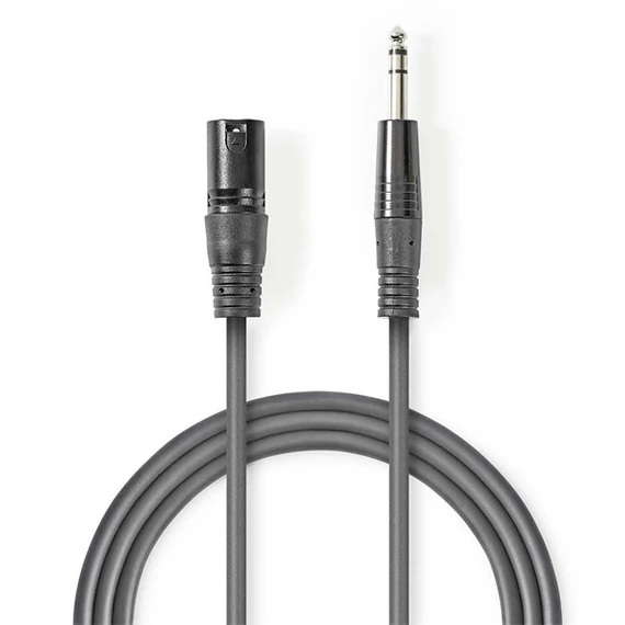 Nedis COTH15100GY30 balanced/szimmetrikus félprofi audio kábel, 6,35mm sztereo jack dugó - 3p XLR dugó, hossz 3m