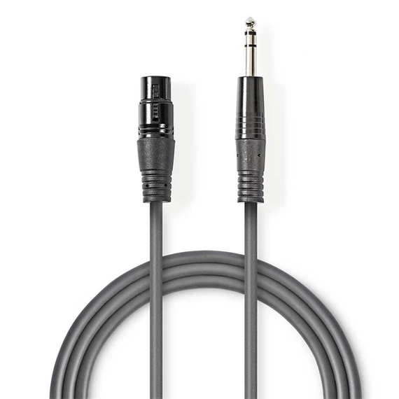 Nedis COTH15110GY15 balanced/szimmetrikus félprofi audio kábel, 6.35mm sztereo jack - 3p XLR aljzat, 1,5m
