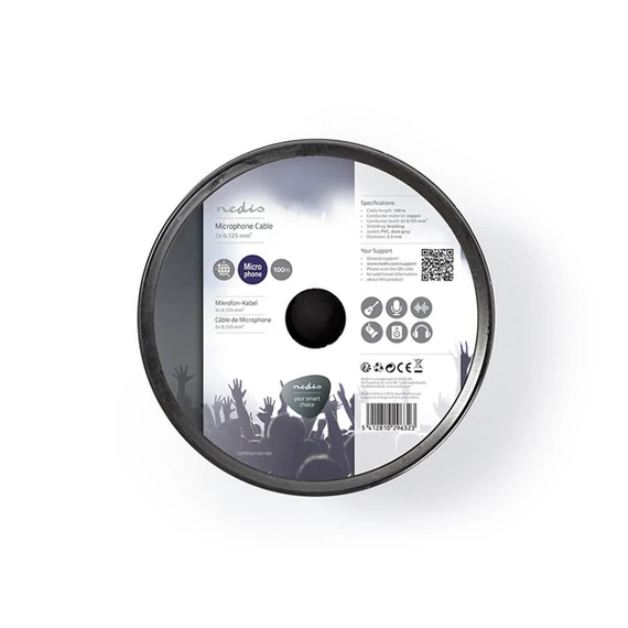 Nedis COTR15011GY100 mikrofon kábel 2 x 0,12 mm2 | Réz | 100 m