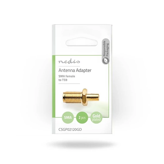Nedis CSGP02120GD SMA anya | TS9 | Aranyozott | 50 Ohm | Egyenes | Réz | Arany | 2 db/csomag