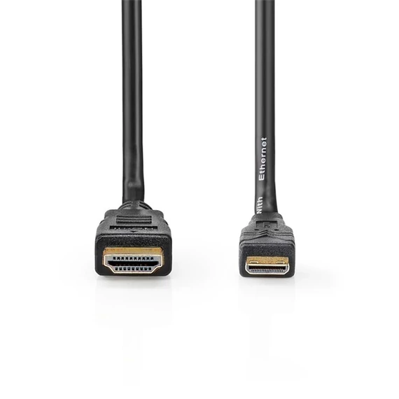 Nedis CVGL34500BK15 mini HDMI - HDMI kábel, 4K@30Hz, 10,2 Gbps, 1,5m