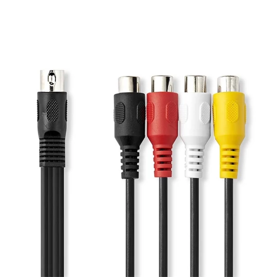 Nedis CAGL20450BK02 DIN audio kábel, DIN 5 tűs dugó - 4x RCA aljzat, 0,20m
