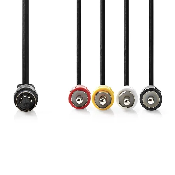 Nedis CAGL20400BK10 DIN audio kábel, DIN 5 tűs dugó - 4x RCA dugó, 1m