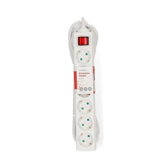 Nedis ESOC650F2WT 6 aljzatos kapcsolós (6-os) elosztó, 5 m, 3680 W, 16 A