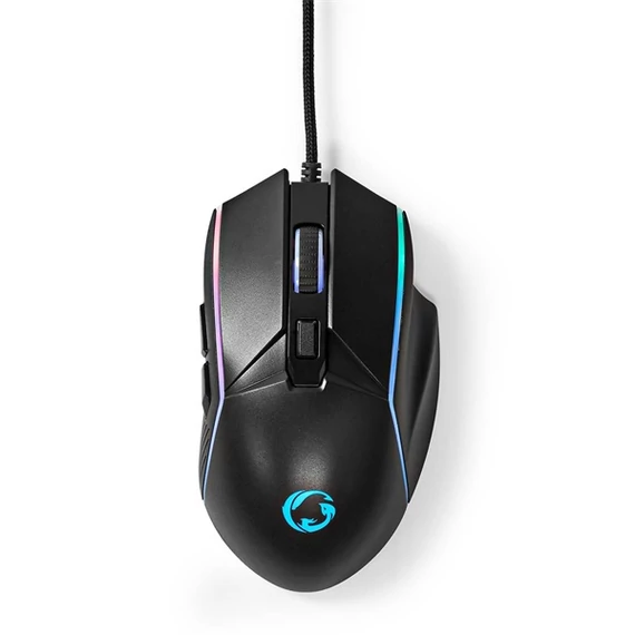 Nedis GMWD510BK gamer egér, állítható 800 / 1200 / 2400 / 3200 / 4800 / 7200 dpi | Gombok száma: 6 | RGB