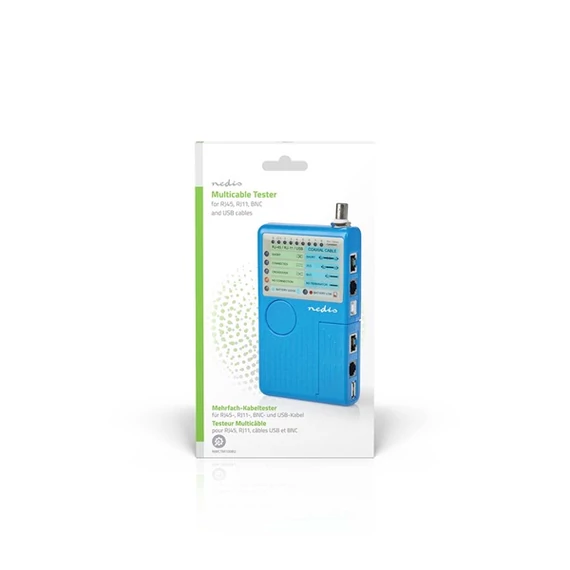 Nedis NWCTM100BU LAN kábel teszter RJ45, RJ11, BNC és USB AB