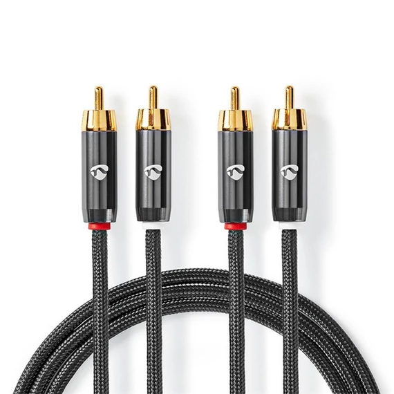 Nedis Profigold CATB24200GY10 sztereó audiokábel, 2x RCA apa | 2x RCA apa | Aranyozott | 1m