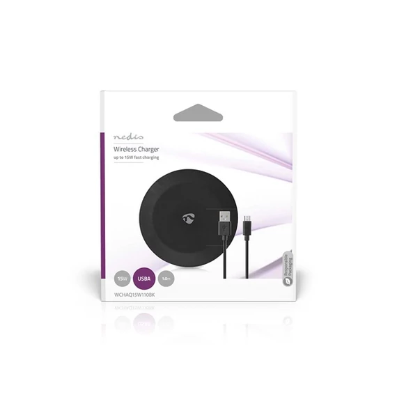 Nedis WCHAQ15W110BK vezeték nélküli (indukciós) QI töltő 15 W, 2 A