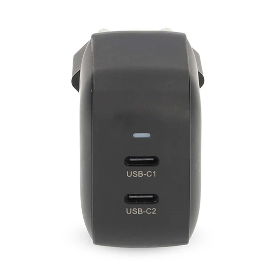 Nedis WGCHA45WBK töltő 45 W | GaN | PD3.0, Gyorstöltési funkció, 2,25 / 3,0 A, 2x USB-C, Automatikus feszültségválasztás