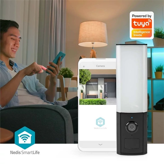 Nedis WIFICOL10CBK WIFI kültéri falikar beépített kamerával, Full HD 1080p | IP65, Mozgásérzékelővel | Éjszakai látás