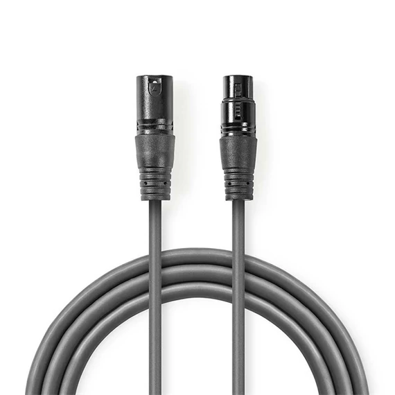 Nedis COTH15010GY30 balanced/szimmetrikus félprofi XLR audio kábel, XLR dugó - aljzat, 3m, rugalmas