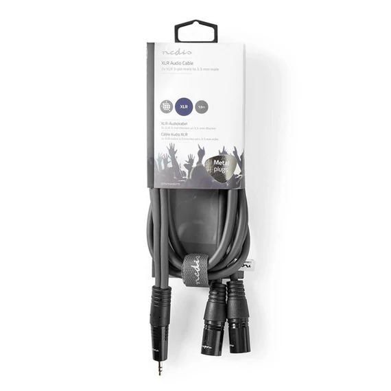 Nedis COTH15310GY15 balanced/szimmetrikus félprofi XLR audio kábel, 2x XLR 3 tűs dugó | 3,5 mm sztereo jack dugó, 1,5m