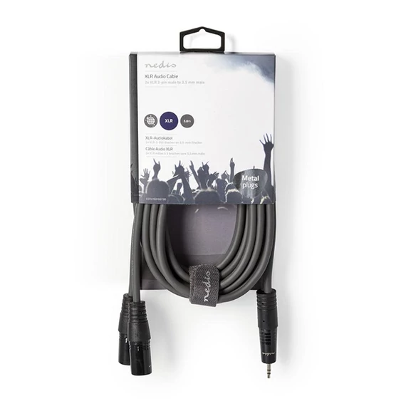 Nedis COTH15310GY30 balanced/szimmetrikus félprofi XLR audio kábel, 2x XLR 3 tűs dugó | 3,5 mm sztereo jack dugó, 3m