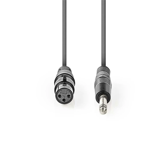 Nedis COTH15120GY100 unbalanced / asszimetrikus félprofi audio kábel, 6,35mm mono jack dugó - 3p XLR aljzat, hossz 10m