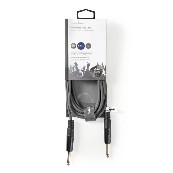 Nedis COTH23000GY30 félprofi audio kábel, 2 x 6,35mm mono jack dugó, hossz 3m, rugalmas