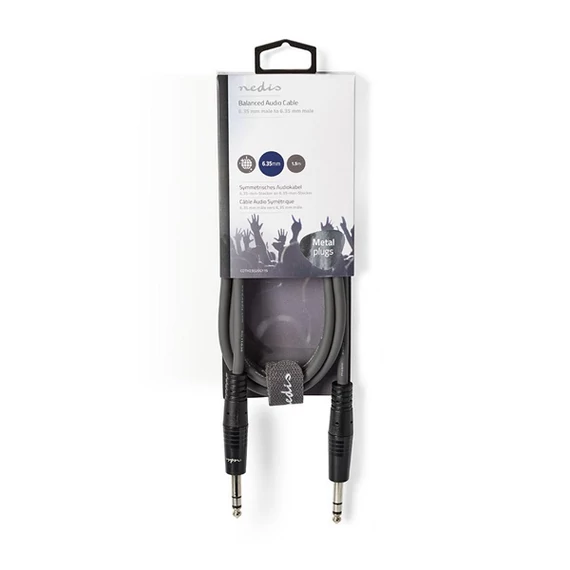 Nedis COTH23020GY30 félprofi audio kábel, 2 x 6,35mm sztereo jack dugó, hossz 3m, rugalmas