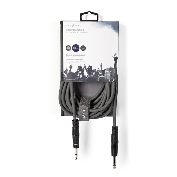 Nedis COTH23020GY50 félprofi audio kábel, 2 x 6,35mm sztereo jack dugó, hossz 5m, rugalmas