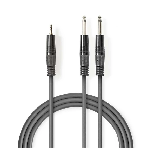 Nedis COTH23200GY30 félprofi audio kábel, 3,5mm sztero jack dugó - 2 x 6,35mm mono jack dugó, 3m, rugalmas