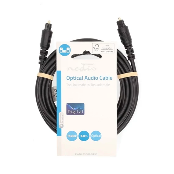 Nedis CAGL25000BK30 optikai audio kábel, TosLink dugó, hossz 3m