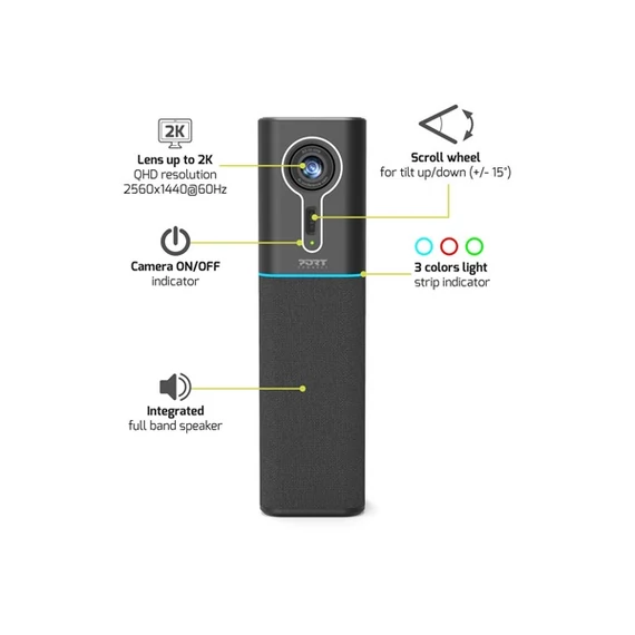 PORT DESIGNS TÖBBFUNKCIÓS asztali konferenciatorony (ALL-IN-ONE DESKTOP CONFERENCE TOWER (camera+microphone+speaker)