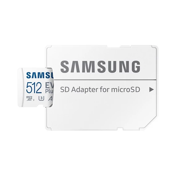 SAMSUNG Memóriakártya, EVO Plus microSDXC kártya, 512GB, UHS-1, U3, V30, A2, + SD Adapter, R160/W