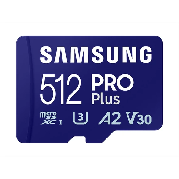 SAMSUNG Memóriakártya, PRO Plus + Reader microSDXC 512GB, CLASS 10, UHS-I, U3, V30, A2, R180/W130