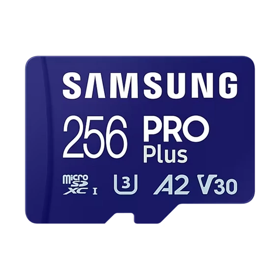 SAMSUNG Memóriakártya, PRO Plus microSDXC kártya 256GB, CLASS 10, UHS-I, U3, V30, A2, + Adapter, R180/W130
