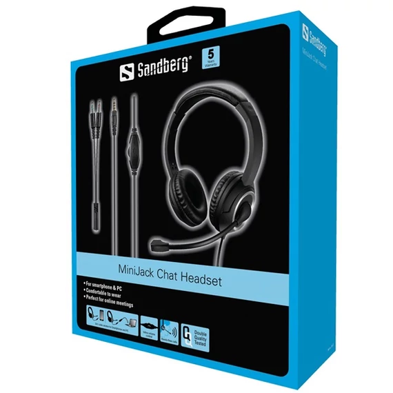 SANDBERG Headset mikrofonnal, MiniJack Chat Headset