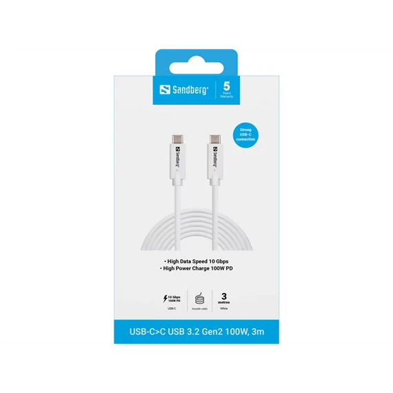 SANDBERG USB-C>C USB 3.2 Gen2 100W, 3m