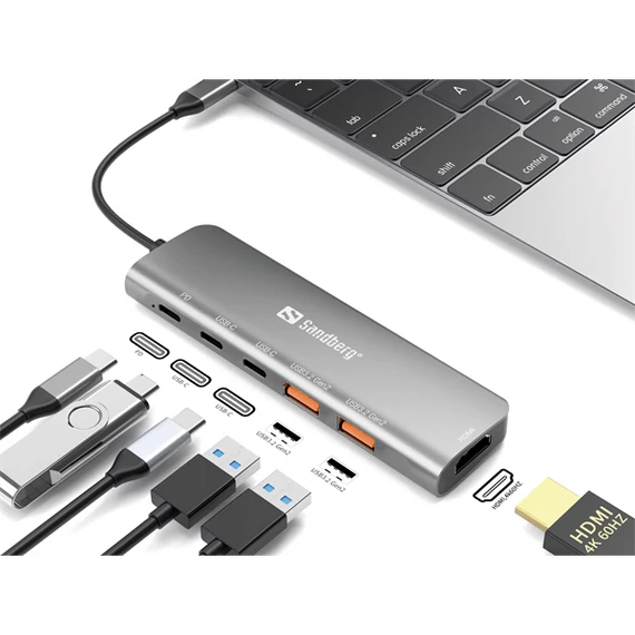 SANDBERG USB-C Dokkoló HDMI + 2xUSB-A + 2xUSB-C + PD100W