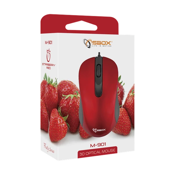 SBOX Egér, WIRED MOUSE, Red