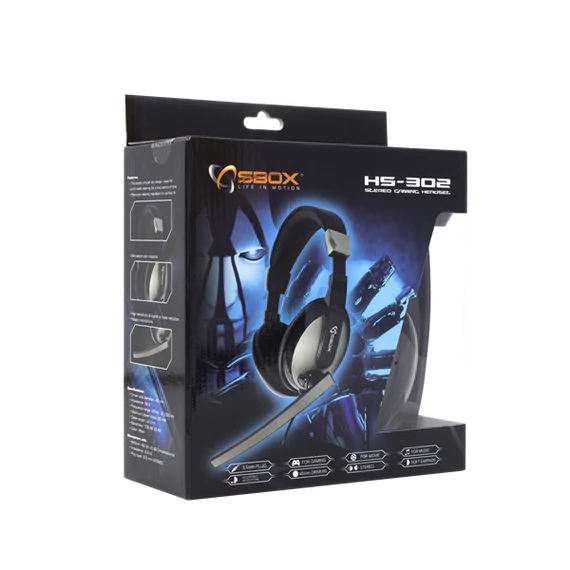SBOX Fejhallgató, HEADSET + MICROPHONE, Black/Silver