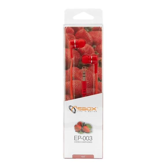 SBOX Füllhallgató, EARPHONES, Red