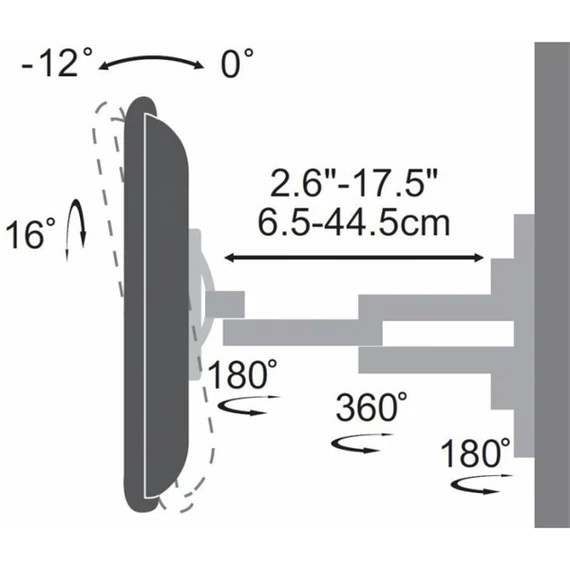 SBOX LCD-2903 fali konzol, dönthető, forgatható, 19