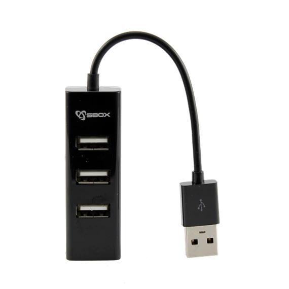 SBOX USB HUB, Fekete, 4xUSB 2.0