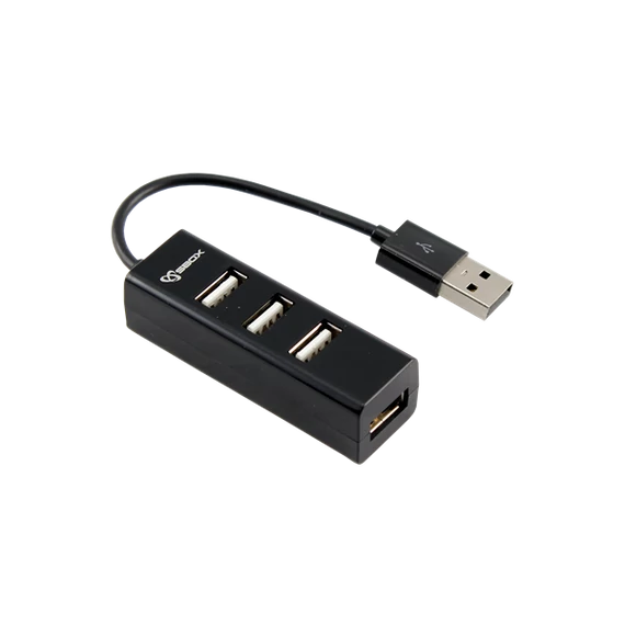 SBOX USB HUB, Fekete, 4xUSB 2.0