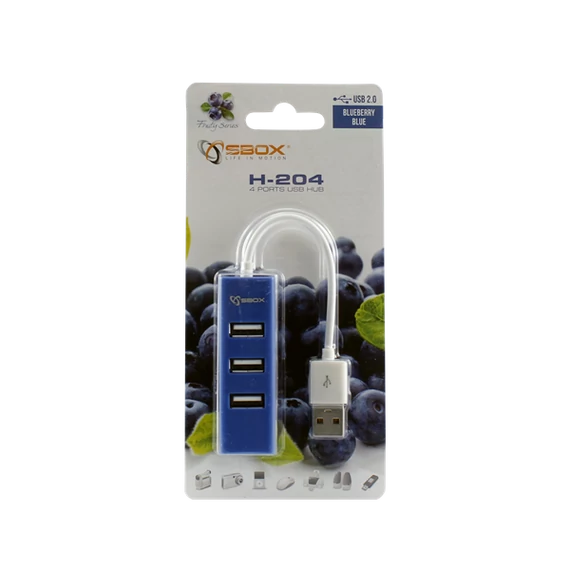 SBOX USB HUB, Kék, 4xUSB 2.0